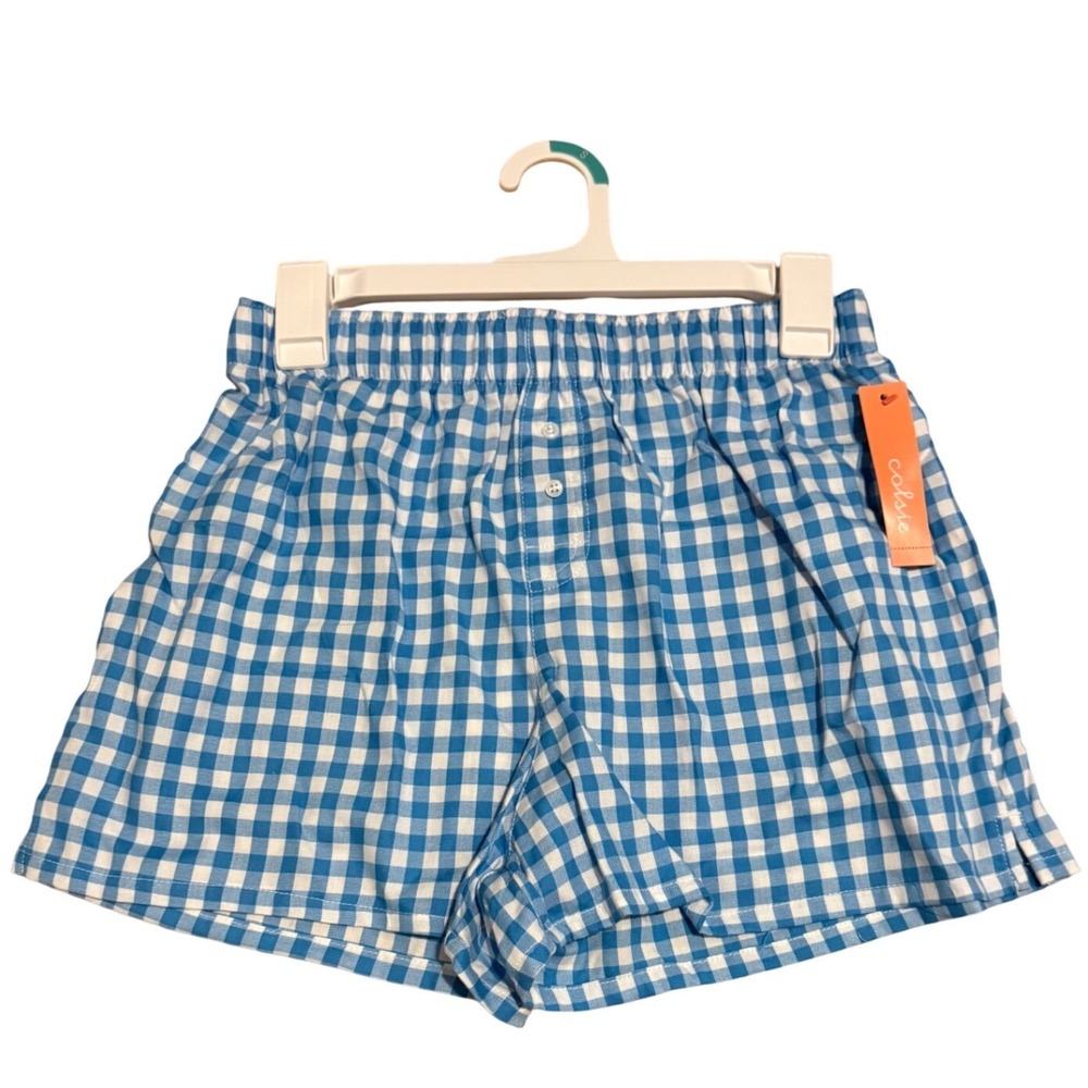Colsie Blue Gingham Pajama Shorts Womens Size Small NWT Checkered Lounge Sleep